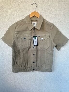 G-Star RAW Arc Jacket S/S Beige Canvas Stretch Cropped Utility Jacket XS NWT